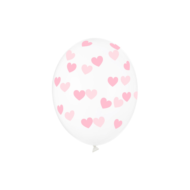 Balony balon przezroczyste Serduszka różowe Crystal Clear 30 cm 1 szt