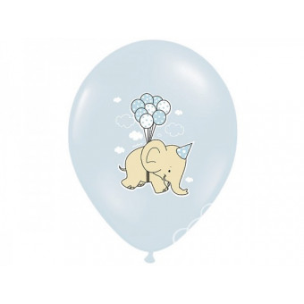 2Balony Słonik, Pastel Light Blue Mix urodziny chrzest - błękitne 30 cm 6szt