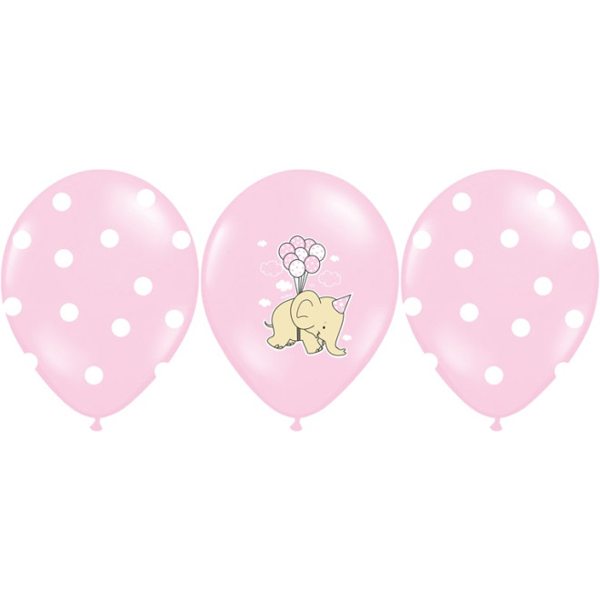 Balony Słonik, Pastel Light Blue urodziny chrzest Mix - różowe 30cm 3szt