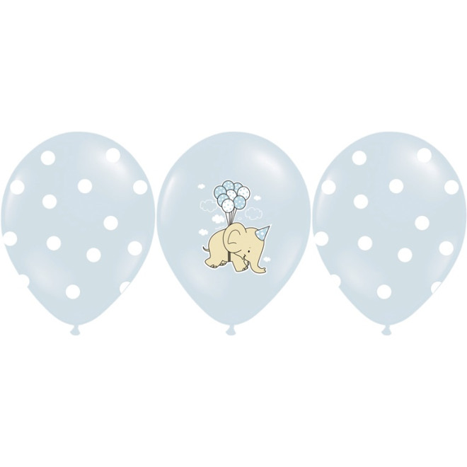 Balony Słonik, Pastel Light Blue urodziny chrzest Mix - błękitne 30 cm 3szt