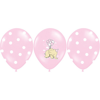 2Balony Słonik, Pastel Light Blue urodziny chrzest Mix - różowe 30cm 6szt